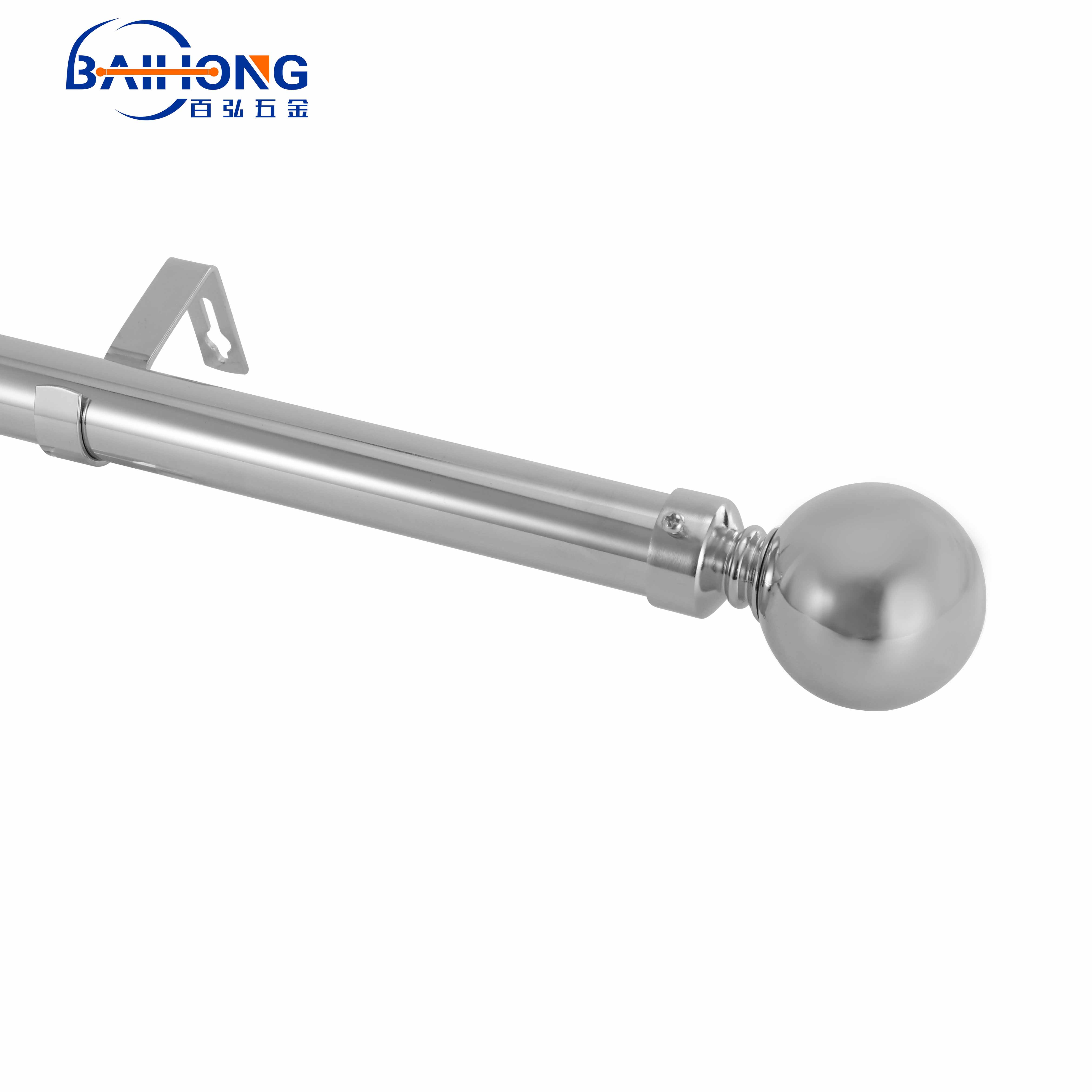 Round ball finial iron curtain rod set | Baihong Hardware